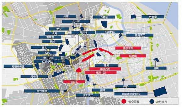 上海零售市场商圈概况(2014-2020规划) 图片来源:戴德梁行研究部